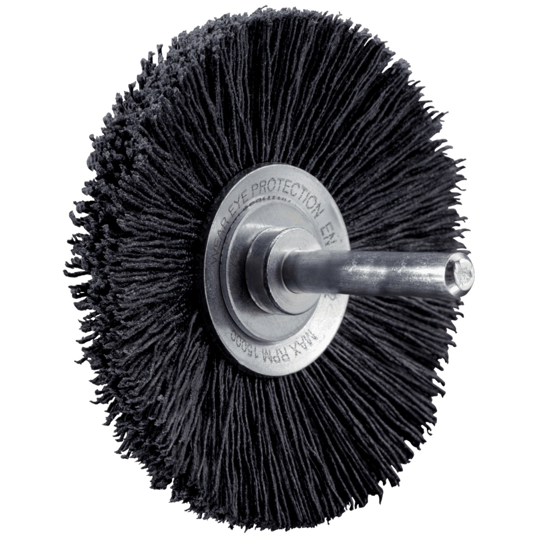 PFERD TOOLS Kegelbürste ungezopft KBU Ø 70x10mm Schaft-Ø 6 mm CO-Filament-Ø 0,55 mm Korn 120 rückseitiges Bürsten