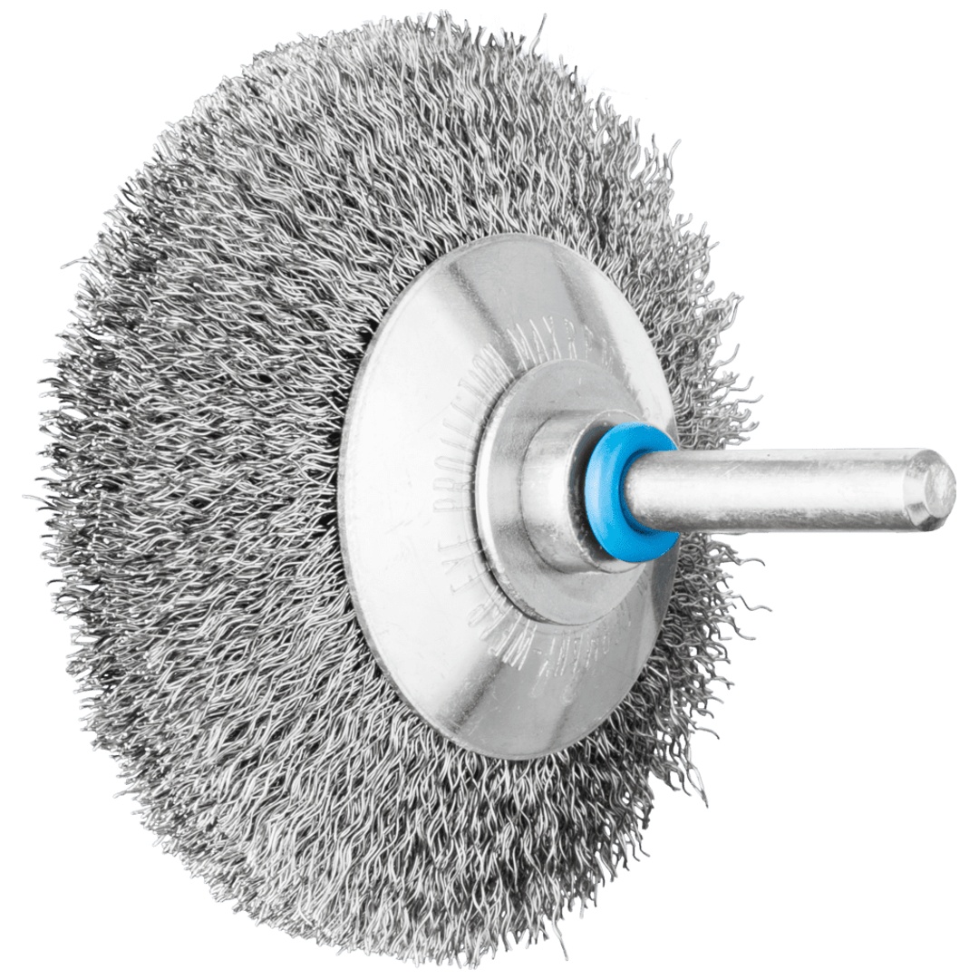 PFERD TOOLS Kegelbürste ungezopft KBU Ø70x10mm Schaft-Ø6 mm Edelstahl-Draht-Ø0,20