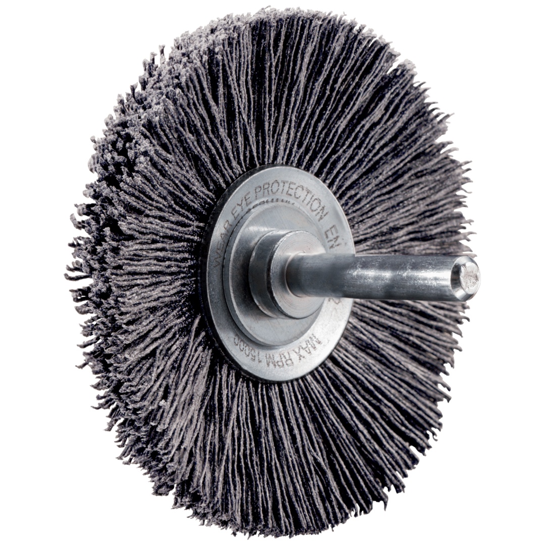 PFERD TOOLS Kegelbürste ungezopft KBU Ø 70x10mm Schaft-Ø 6 mm SiC-Filament-Ø 0,55 mm Korn 120 rückseitiges Bürsten