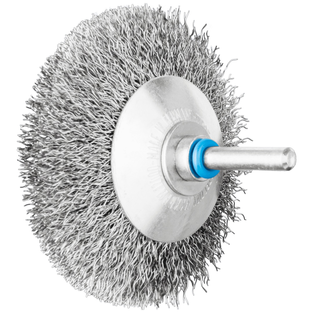 PFERD TOOLS Kegelbürste ungezopft KBU Ø80x10mm Schaft-Ø6 mm Edelstahl-Draht-Ø0,30