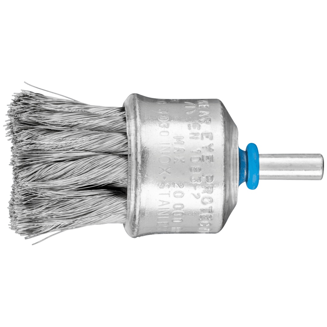 PFERD TOOLS Pinselbürste mit Kunststoffschutz gezopft PBG Ø30mm Schaft-Ø6 mm Edelstahl-Draht-Ø0,15