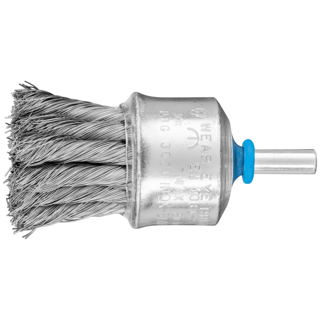PFERD TOOLS Pinselbürste mit Kunststoffschutz gezopft PBG Ø30mm Schaft-Ø6 mm Edelstahl-Draht-Ø0,25