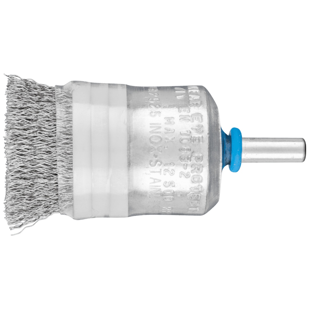 PFERD TOOLS Pinselbürste mit Stützring ungezopft PBUR Ø25 mm Schaft-Ø6 mm Edelstahl-Draht-Ø0,20