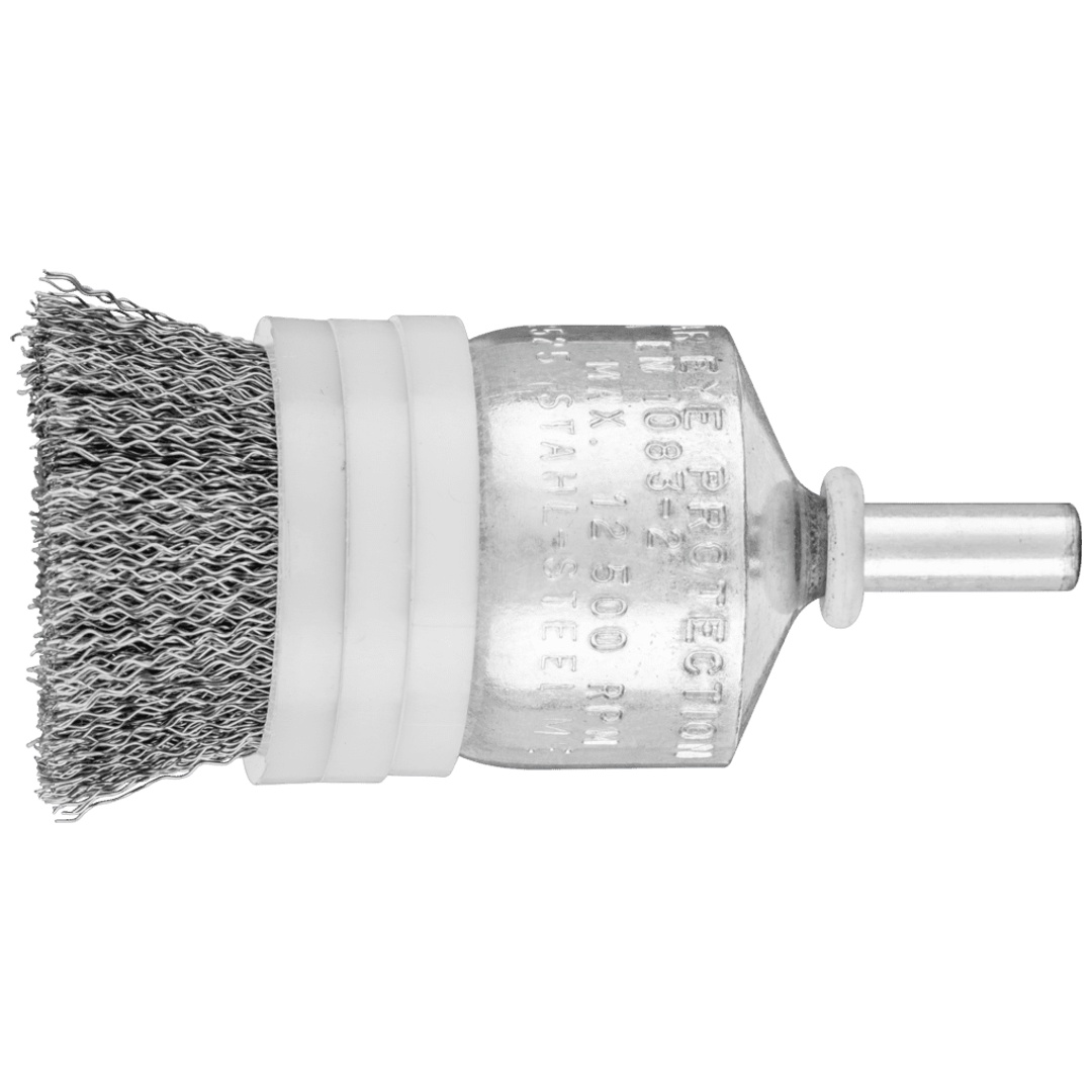 PFERD TOOLS Pinselbürste mit Stützring ungezopft PBUR Ø25 mm Schaft-Ø6 mm Stahl-Draht-Ø0,20