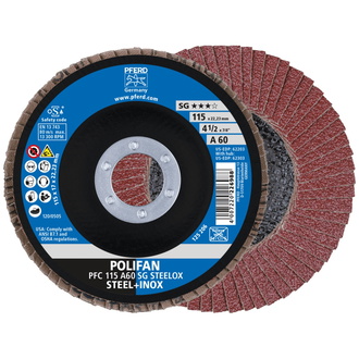 PFERD POLIFAN Fächerscheibe PFC 115x22,23 mm konisch A60 Uni.-Linie PSF STEELOX Stahl/Edelstahl