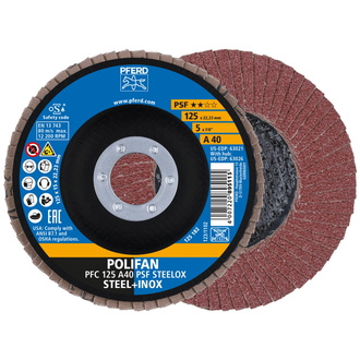 PFERD POLIFAN Fächerscheibe PFC 125x22,23 mm konisch A40 Uni.-Linie PSF STEELOX Stahl/Edelstahl