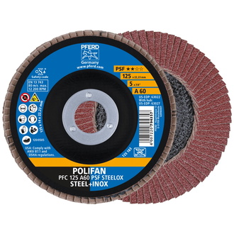 PFERD POLIFAN Fächerscheibe PFC 125x22,23 mm konisch A60 Uni.-Linie PSF STEELOX Stahl/Edelstahl