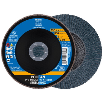 PFERD POLIFAN Fächerscheibe PFC 150x22,23 mm konisch Z60 Uni.-Linie PSF STEELOX Stahl/Edelstahl