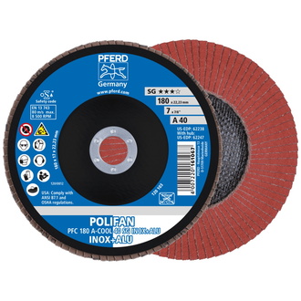 PFERD POLIFAN Fächerscheibe PFC 180x22,23 mm konisch A-COOL 40 SG INOX+ALU Edelstahl/Alu