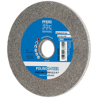 PFERD POLINOX verpresstes Vlies-Rad PNER Ø 125x6 mm Bohrung-Ø 22,23 mm Mittelhart A Fein für Finish