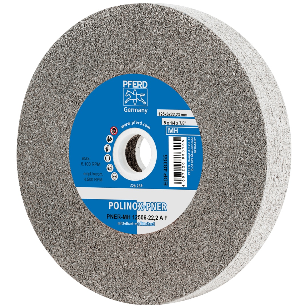 PFERD TOOLS POLINOX verpresstes Vlies-Rad PNER Ø 150x25 mm Bohrung-Ø 25,4 mm Mittelhart A Fein für Finish