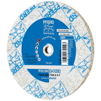 PFERD POLINOX verpresstes Vlies-Rad PNER Ø 75X6 mm Bohrung-Ø 6 mm Mittelhart A Fein für Finish