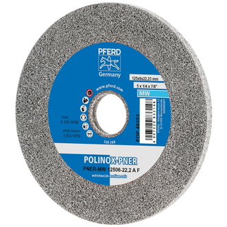 PFERD POLINOX verpresstes Vlies-Rad PNER Ø 125x6 mm Bohrung-Ø 22,23 mm Mittelweich A Fein für Finish