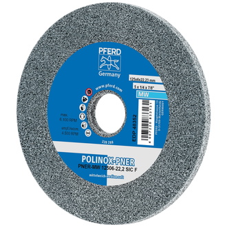 PFERD POLINOX verpresstes Vlies-Rad PNER Ø 125x6 mm Bohrung-Ø 22,2 mm Mittelweich SIC Fein für Finish