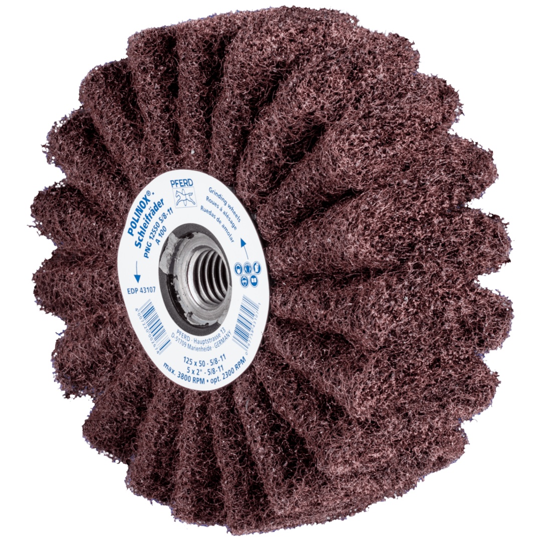 PFERD TOOLS POLINOX Vlies-Schleifrad PNG Ø 125x50 Gewinde 5/8-11 A100 für Feinschliff und Finish