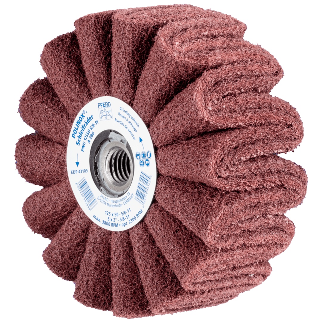 PFERD TOOLS POLINOX Vlies-Schleifrad PNG Ø 125x50 Gewinde 5/8-11 A280 für Feinschliff und Finish