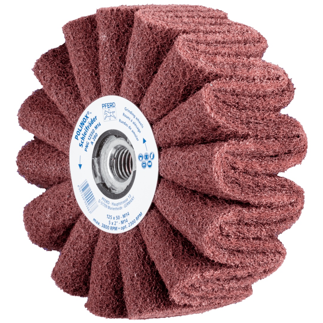 PFERD TOOLS POLINOX Vlies-Schleifrad PNG Ø 125x50mm Gewinde M14 A280 für Feinschliff und Finish