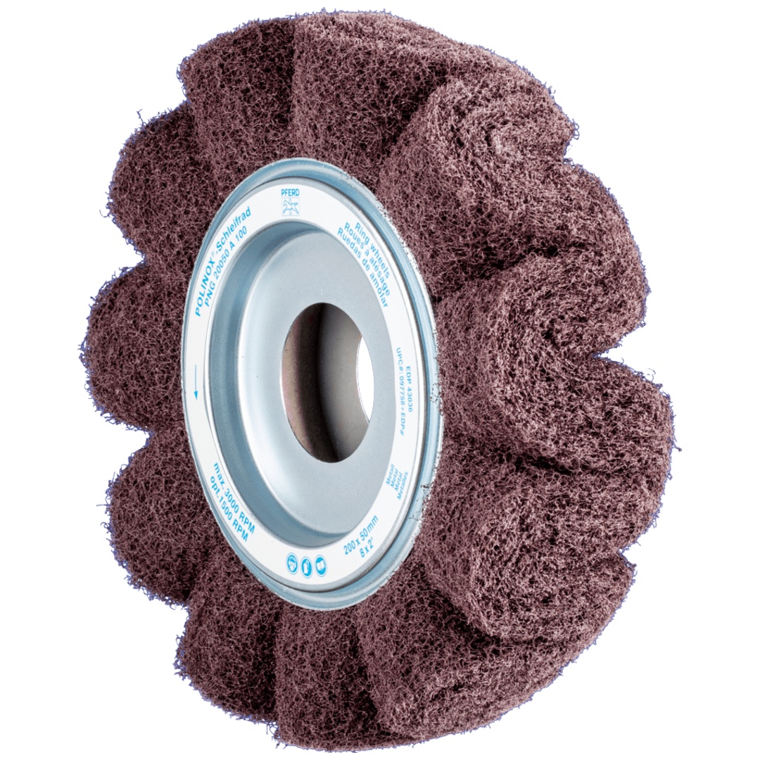 PFERD TOOLS POLINOX Vlies-Schleifrad PNG Ø 200x50mm Bohrung-Ø 44 mm A100 für Feinschliff und Finish