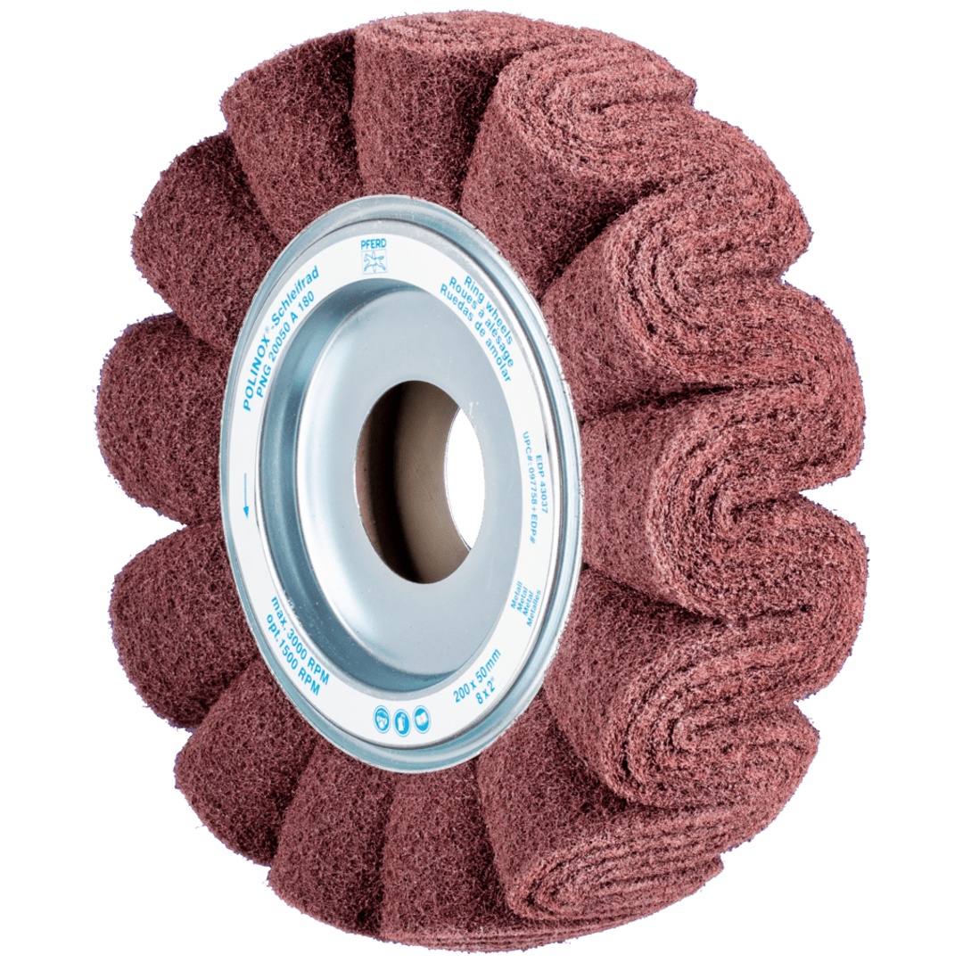 PFERD TOOLS POLINOX Vlies-Schleifrad PNG Ø 200x50mm Bohrung-Ø 44 mm A180 für Feinschliff und Finish