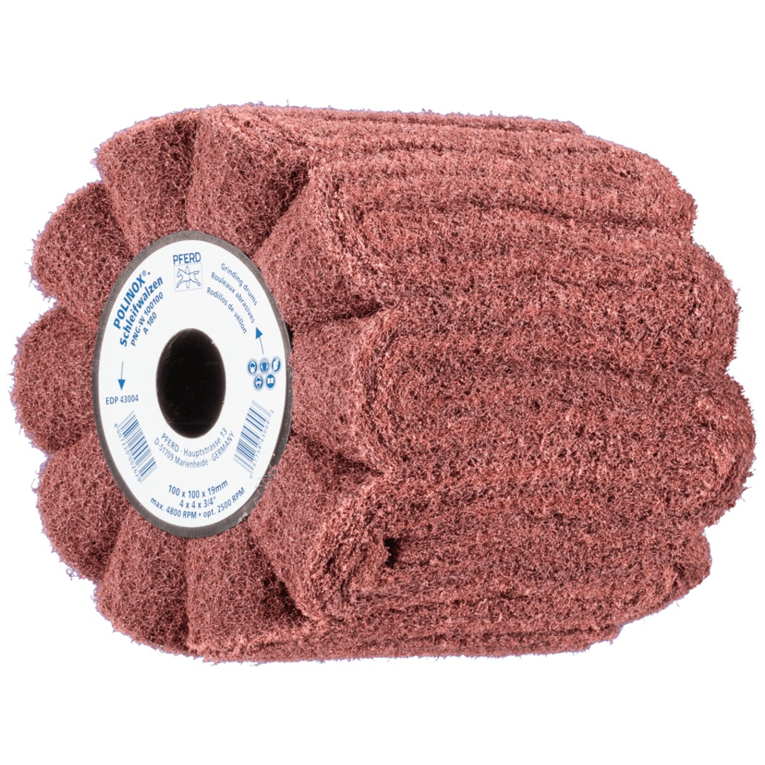 PFERD TOOLS POLINOX Vlies-Schleifwalze PNG Ø 100x100mm Keilnut 19 mm A180 für Feinschliff und Finish