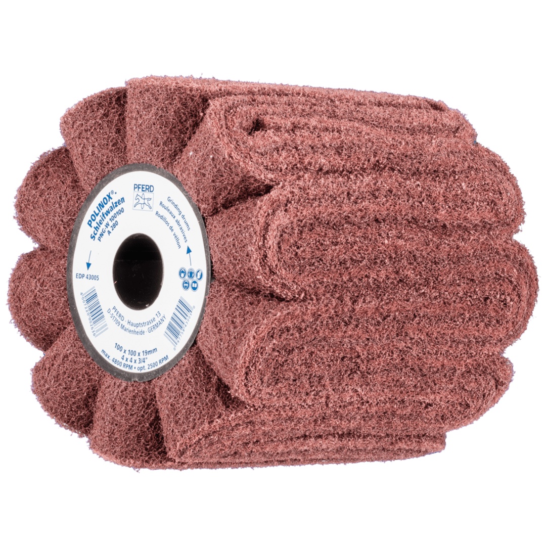 PFERD TOOLS POLINOX Vlies-Schleifwalze PNG Ø 100x100mm Keilnut 19 mm A280 für Feinschliff und Finish