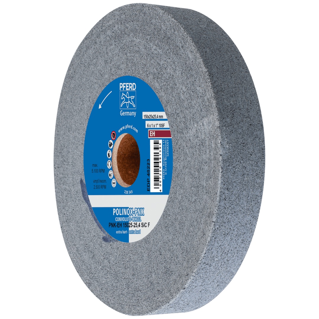 PFERD TOOLS POLINOX Gewickeltes Vlies-Rad PNK Ø 150x25 mm Bohrung-Ø 25,4 mm Extrahart SIC Fein für Finish