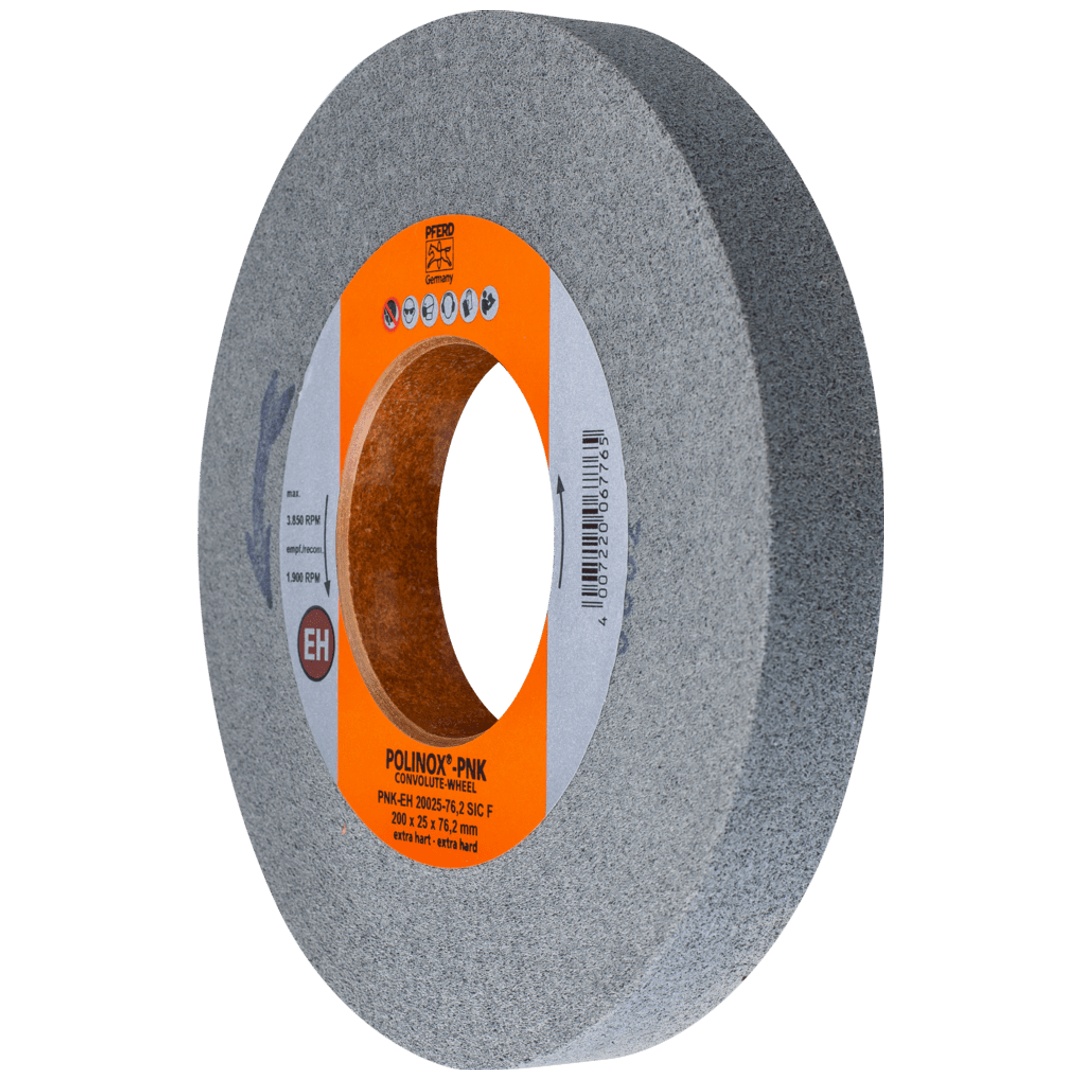 PFERD TOOLS POLINOX Gewickeltes Vlies-Rad PNK Ø 200x25 mm Bohrung-Ø 76,2 mm Extrahart SIC Fein für Finish