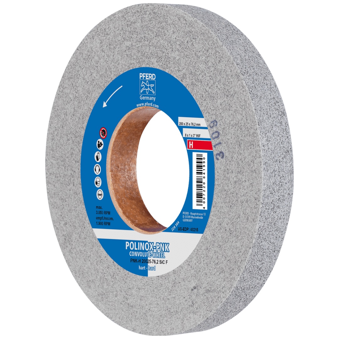 PFERD TOOLS POLINOX Gewickeltes Vlies-Rad PNK Ø 200x25 mm Bohrung-Ø 76,2 mm Hart SIC Fein für Finish