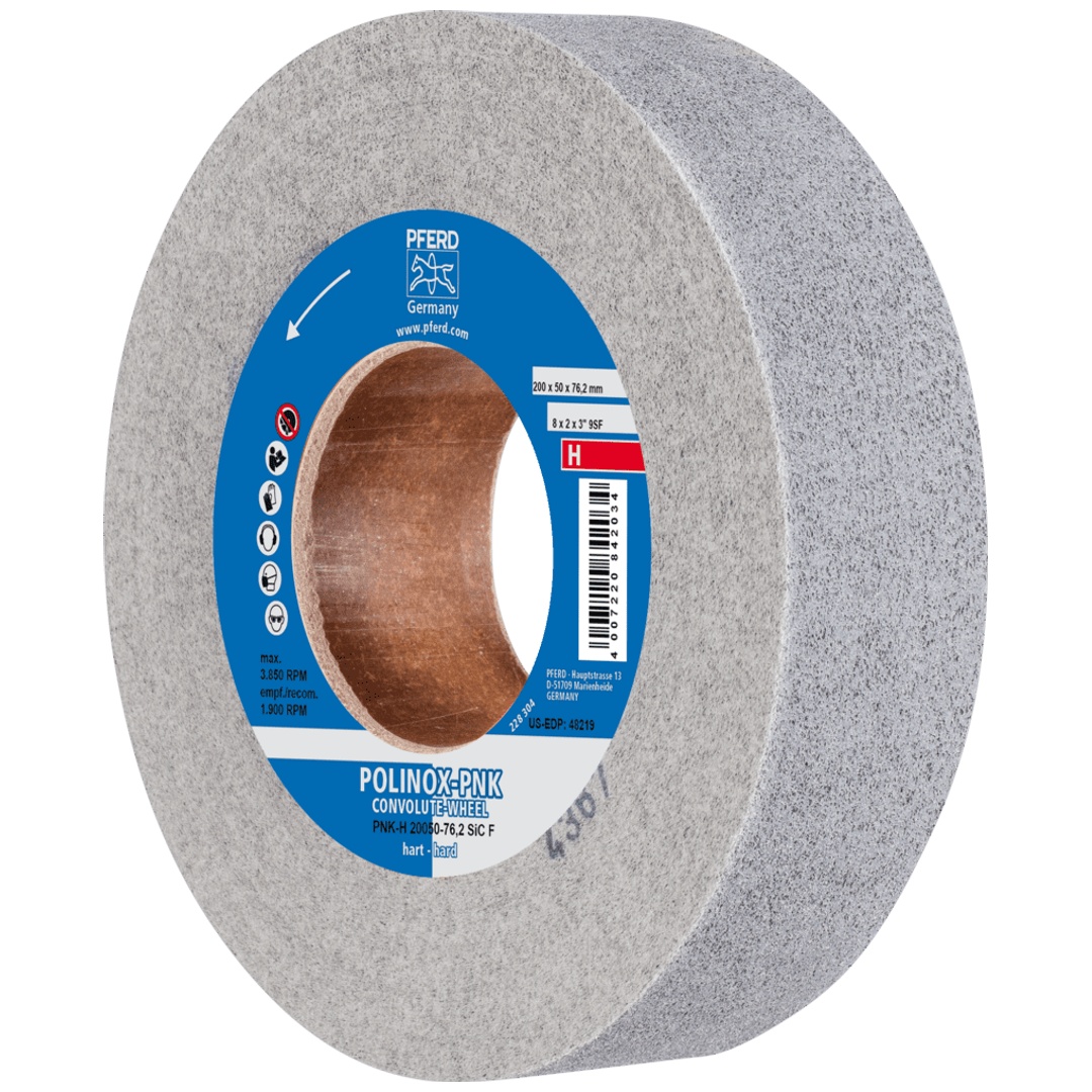 PFERD TOOLS POLINOX Gewickeltes Vlies-Rad PNK Ø 200x50mm Bohrung-Ø 76,2 mm Hart SIC Fein für Finish