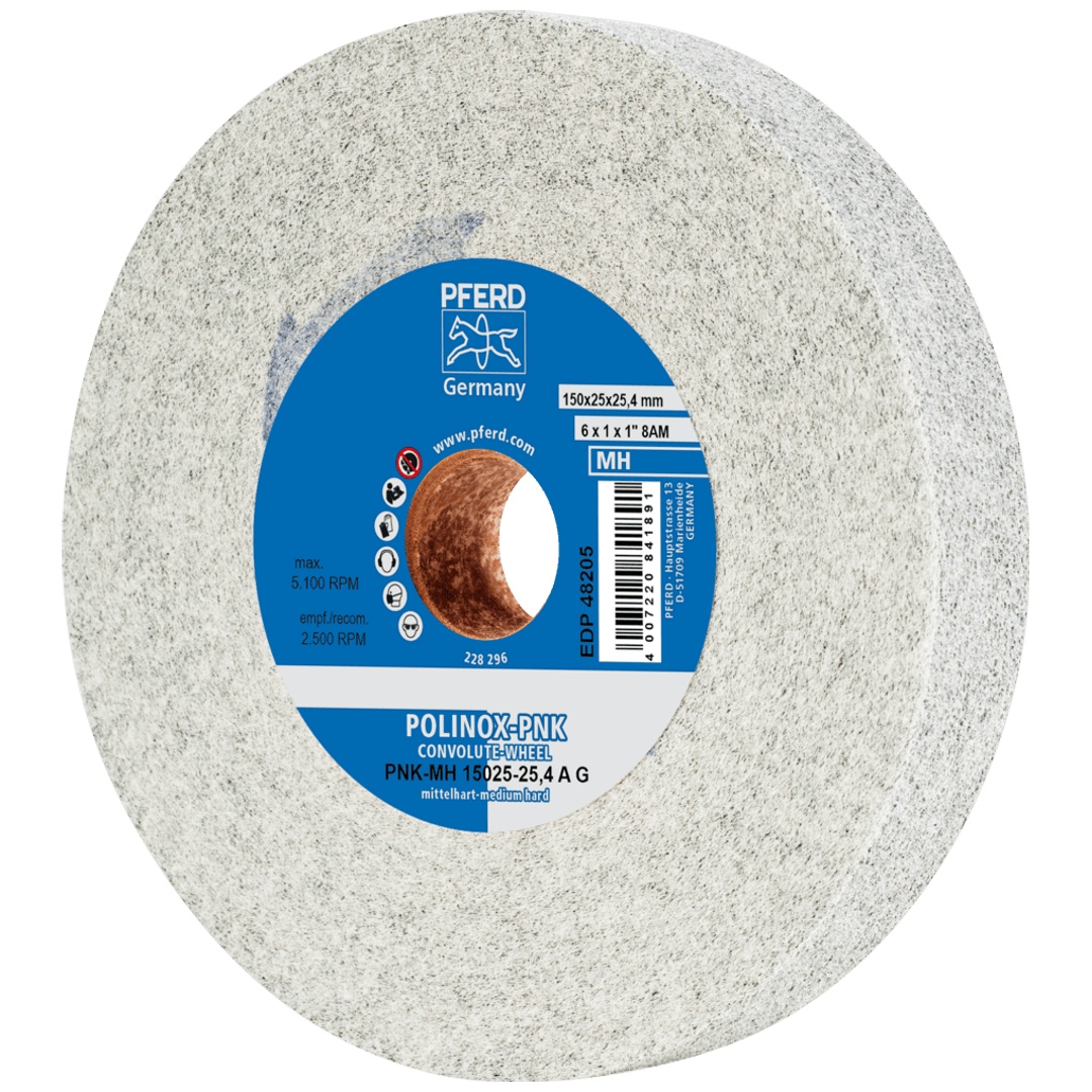 PFERD TOOLS POLINOX Gewickeltes Vlies-Rad PNK Ø 150x25 mm Bohrung-Ø 25,4 mm Mittelhart A Grob für Finish