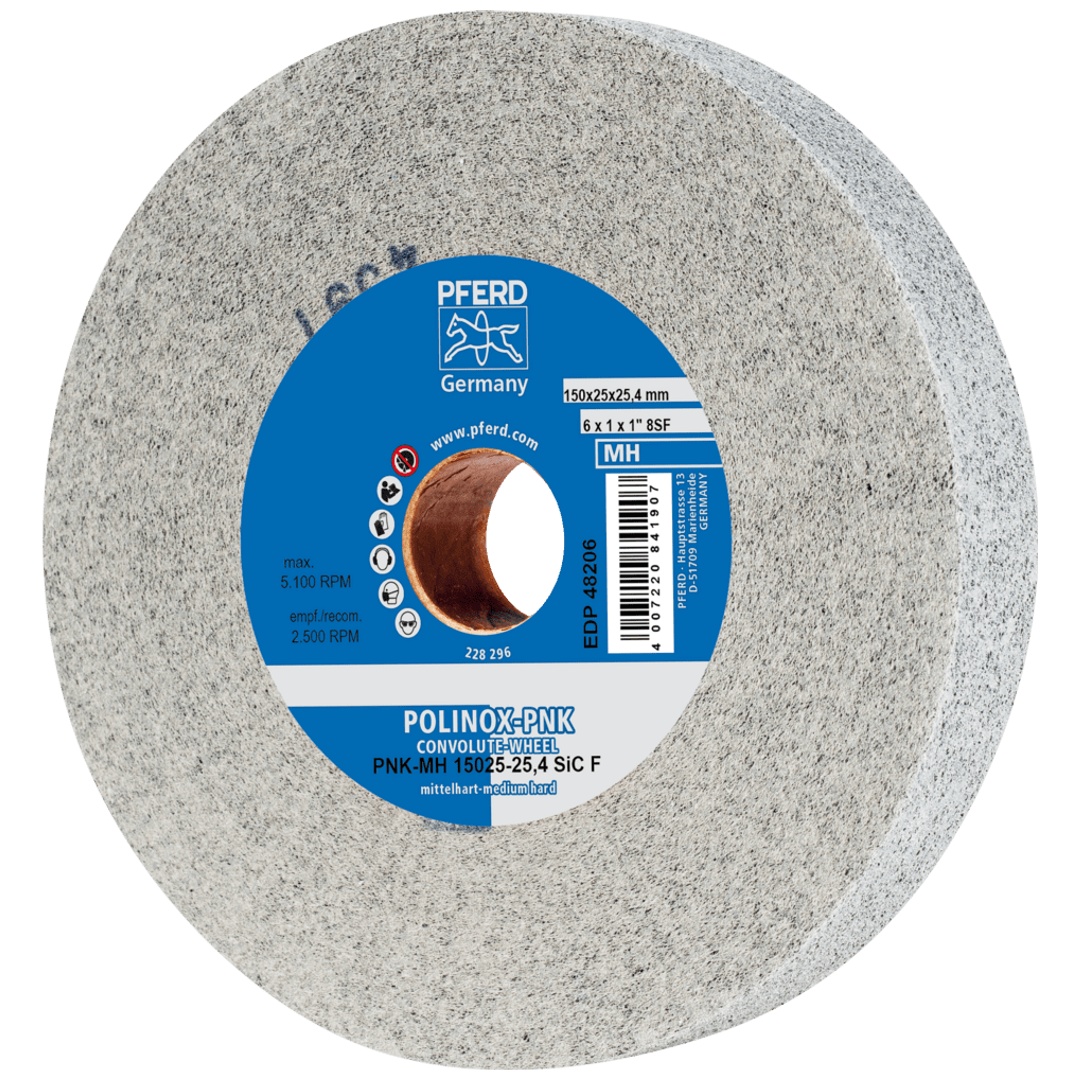 PFERD TOOLS POLINOX Gewickeltes Vlies-Rad PNK Ø 150x25 mm Bohrung-Ø 25,4 mm Mittehart SIC Fein für Finish