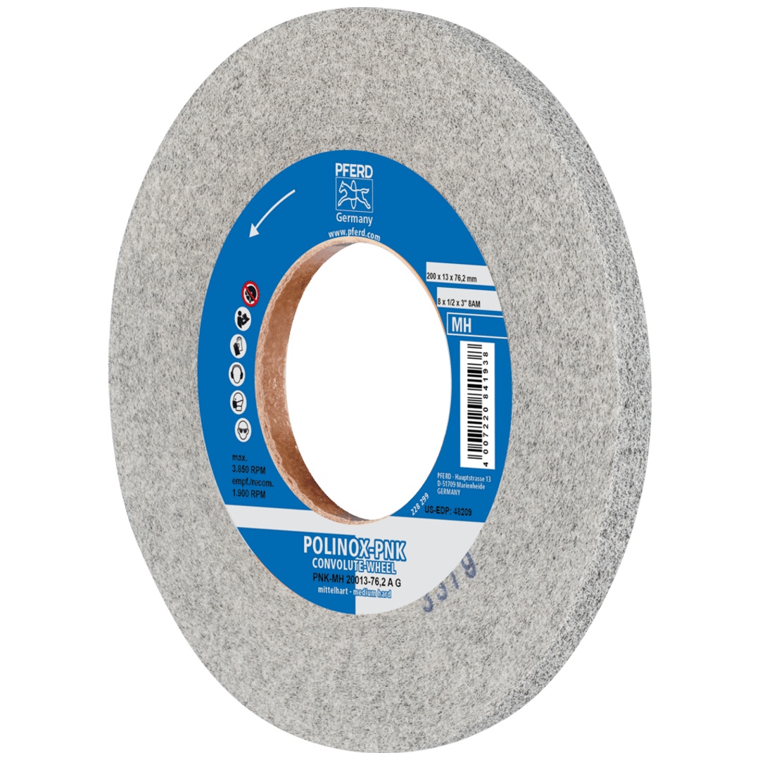 PFERD TOOLS POLINOX Gewickeltes Vlies-Rad PNK Ø 200x13 mm Bohrung-Ø 76,2 mm Mittelhart A Grob für Finish