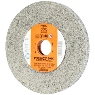 PFERD POLINOX Gewickeltes Vlies-Rad PNK Ø 150x13 mm Bohrung-Ø 25,4 mm Mittelweich SIC Fein für Finish