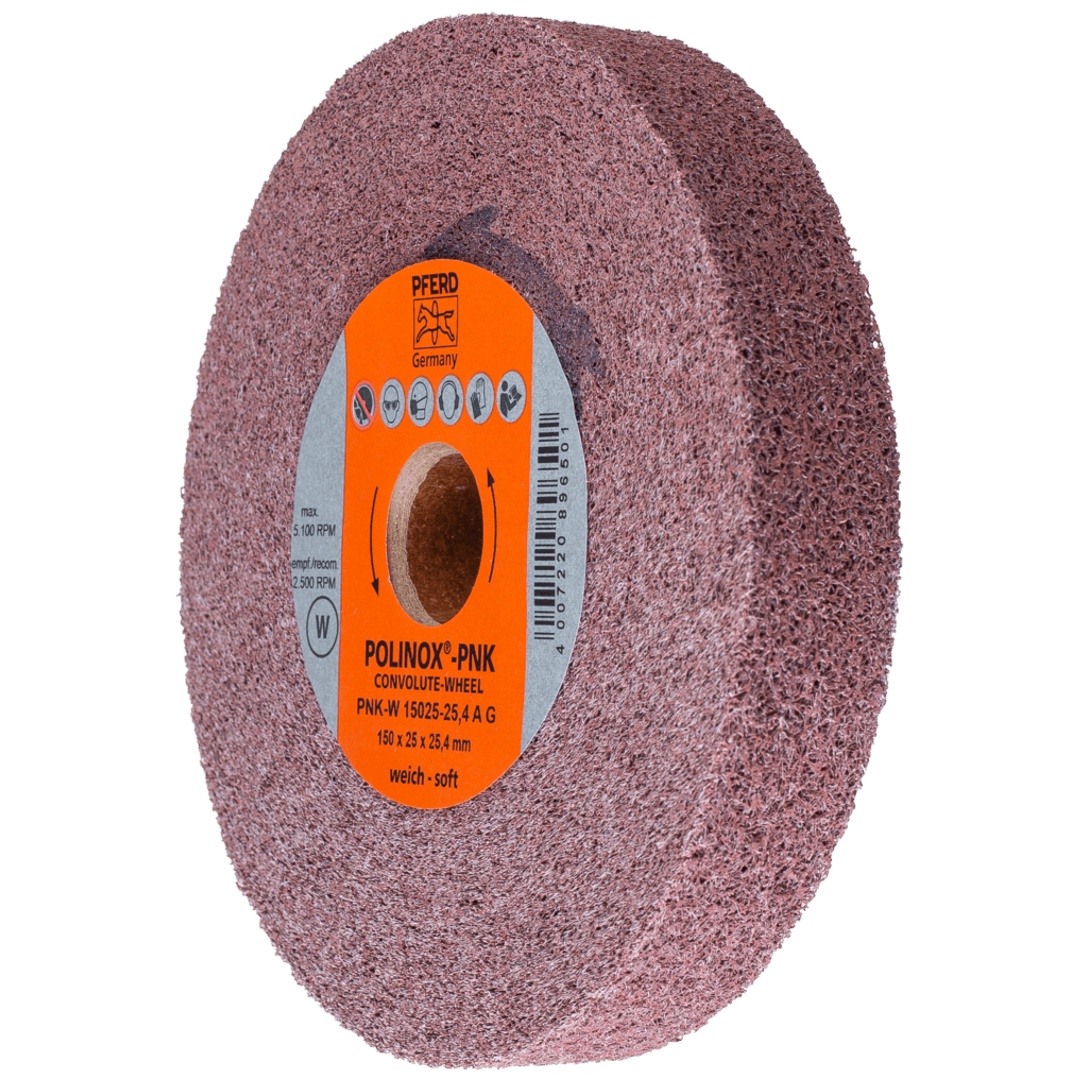 PFERD TOOLS POLINOX Gewickeltes Vlies-Rad PNK Ø 150x25 mm Bohrung-Ø 25,4 mm Weich A Grob für Finish
