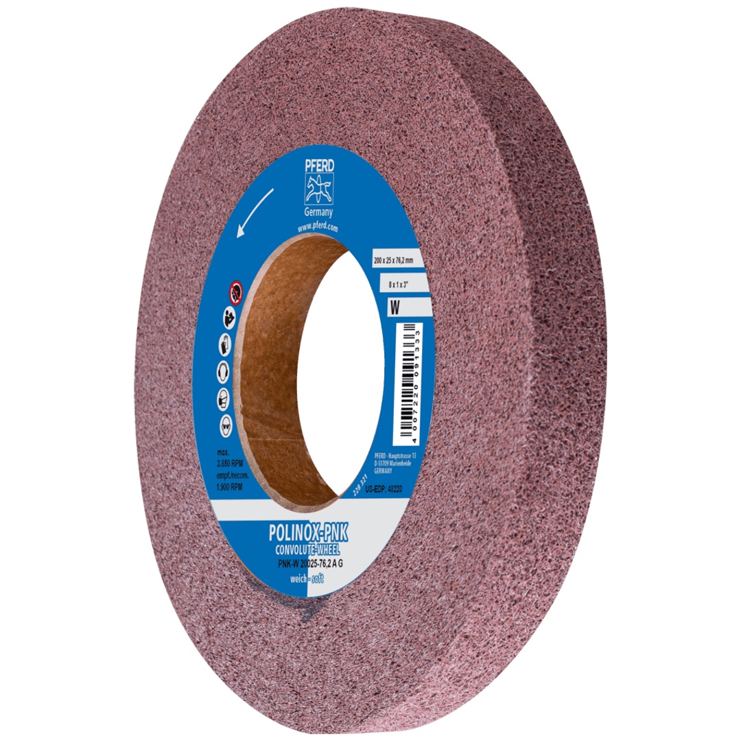 PFERD TOOLS POLINOX Gewickeltes Vlies-Rad PNK Ø 200x25 mm Bohrung-Ø 76,2 mm Weich A Grob für Finish