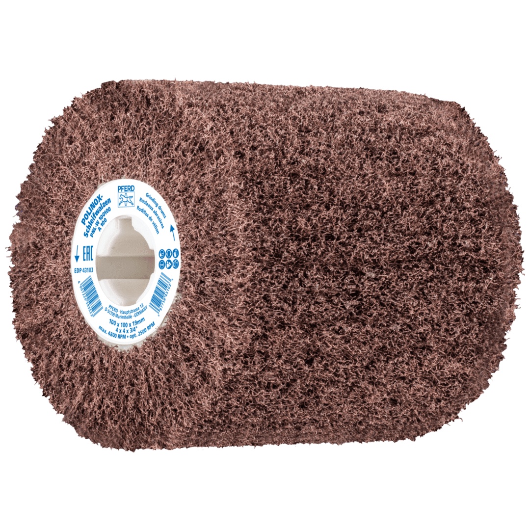 PFERD TOOLS POLINOX Vlies-Schleifwalze PNL Ø 100x100mm Keilnut 19 mm A100 für Feinschliff und Finish