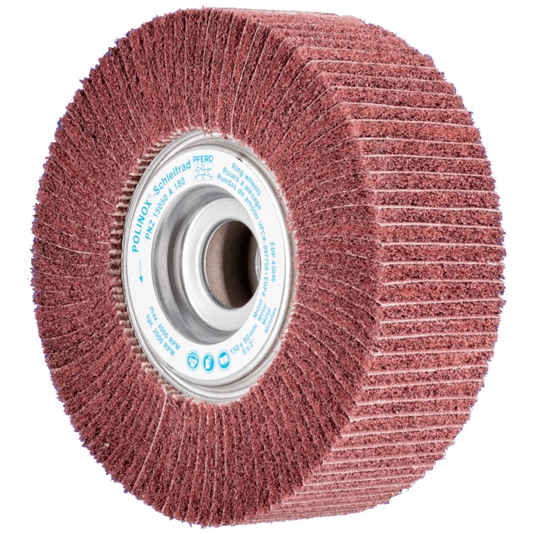PFERD TOOLS POLINOX Vlies-Schleifrad PNZ Ø 150x50mm Bohrung-Ø 25,4 mm A180 für Feinschliff und Finish