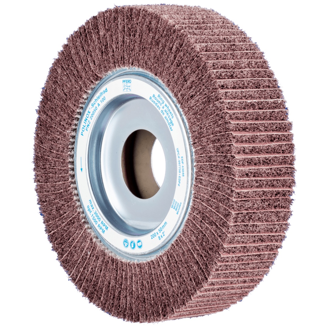 PFERD TOOLS POLINOX Vlies-Schleifrad PNZ Ø 200x50mm Bohrung-Ø 44 mm A100 für Feinschliff und Finish
