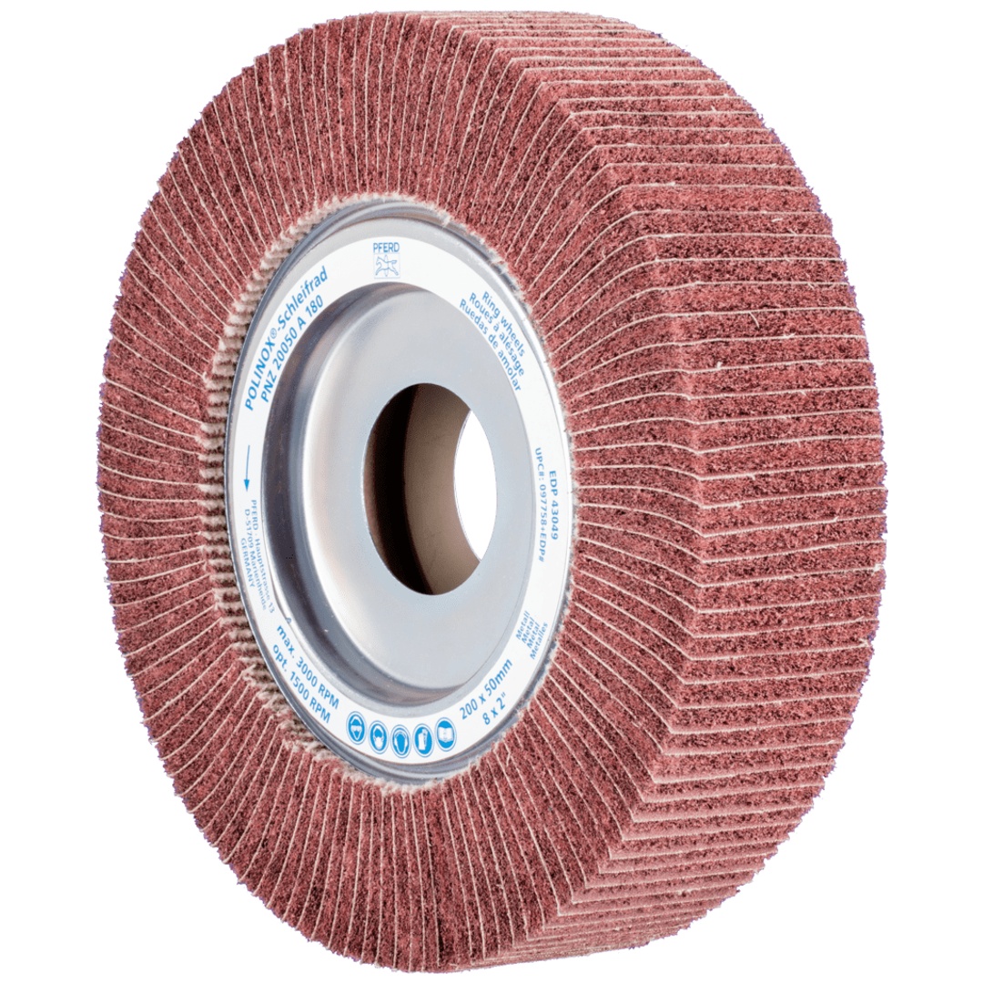 PFERD TOOLS POLINOX Vlies-Schleifrad PNZ Ø 200x50mm Bohrung-Ø 44 mm A180 für Feinschliff und Finish