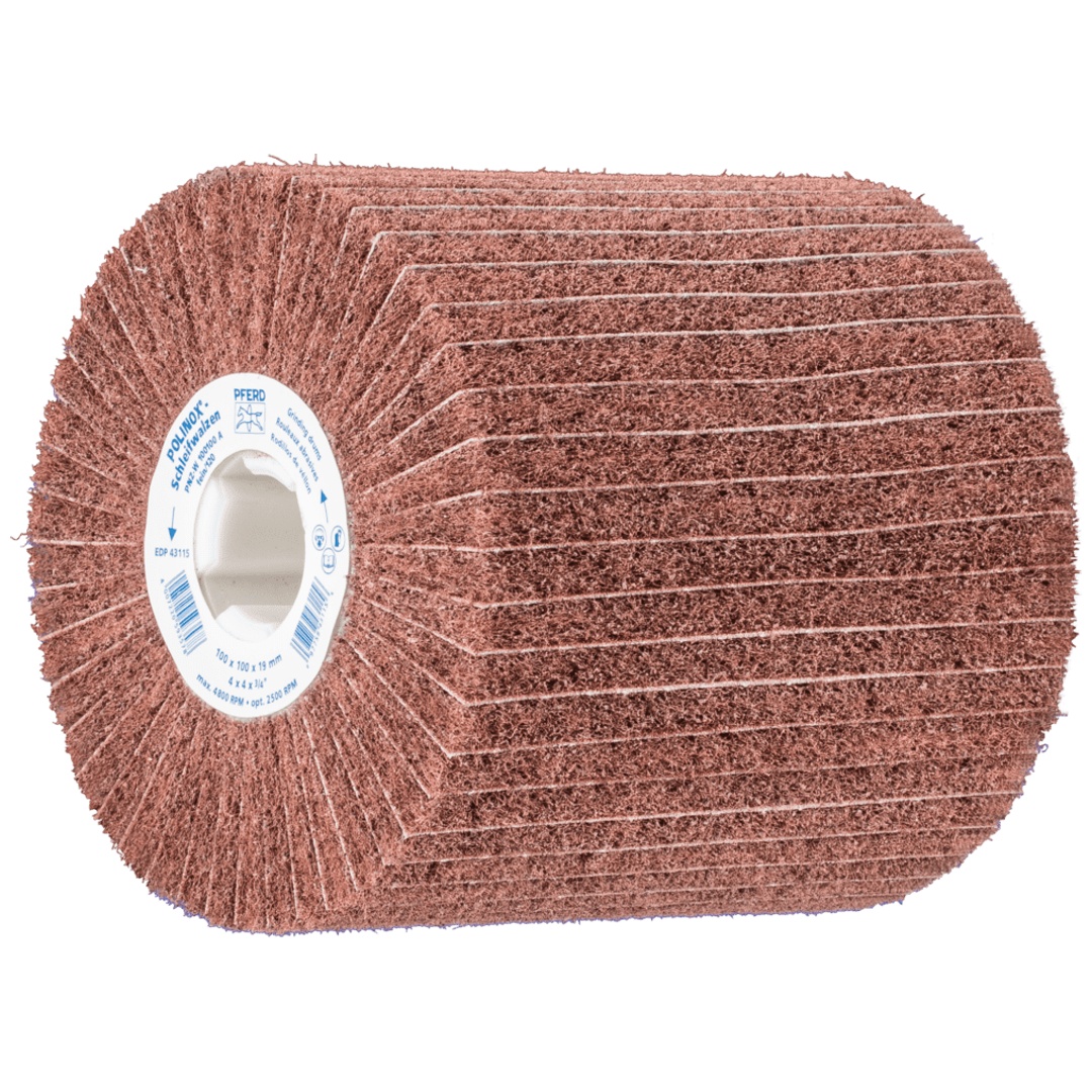 PFERD TOOLS POLINOX Vlies-Schleifwalze PNZ Ø 100x100mm Keilnut 19 mm A120/F für Feinschliff und Finish