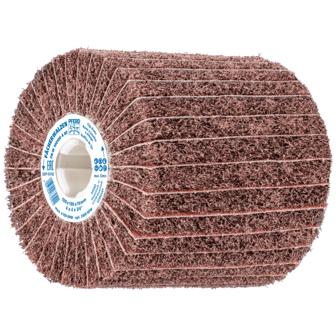 PFERD TOOLS POLINOX Vlies-Schleifwalze PNZ Ø 100x100mm Keilnut 19 mm A80/M für Feinschliff und Finish
