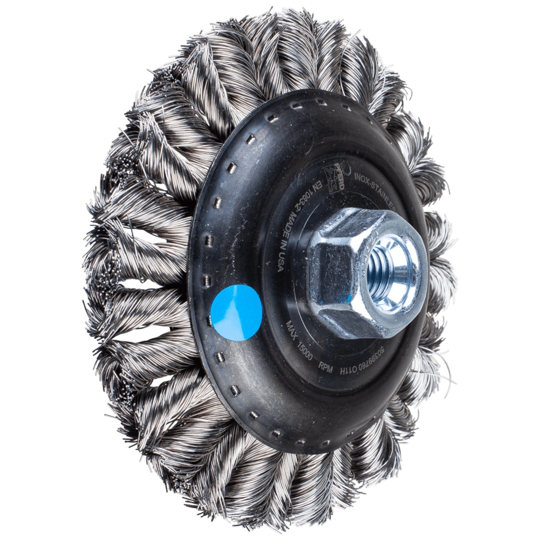 PFERD TOOLS COMBITWIST Kegelbürste gezopft KBG Ø 125x15 mm M14 Edelstahl-Draht-Ø 0,35 mm Winkelschleifer