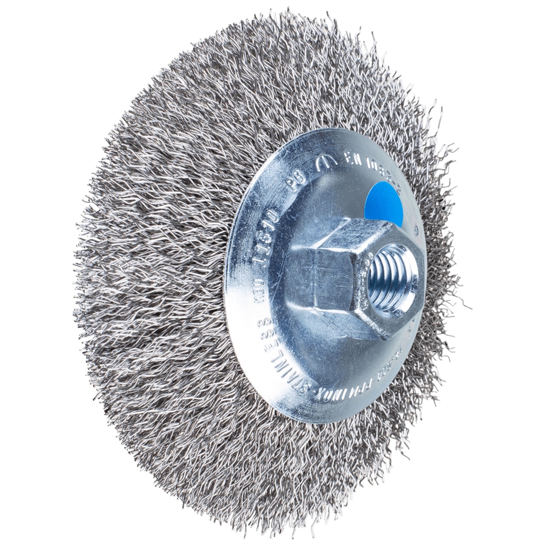 PFERD TOOLS Kegelbürste ungezopft KBU Ø 115x10mm M14 Edelstahl-Draht-Ø 0,35 mm Winkelschleifer