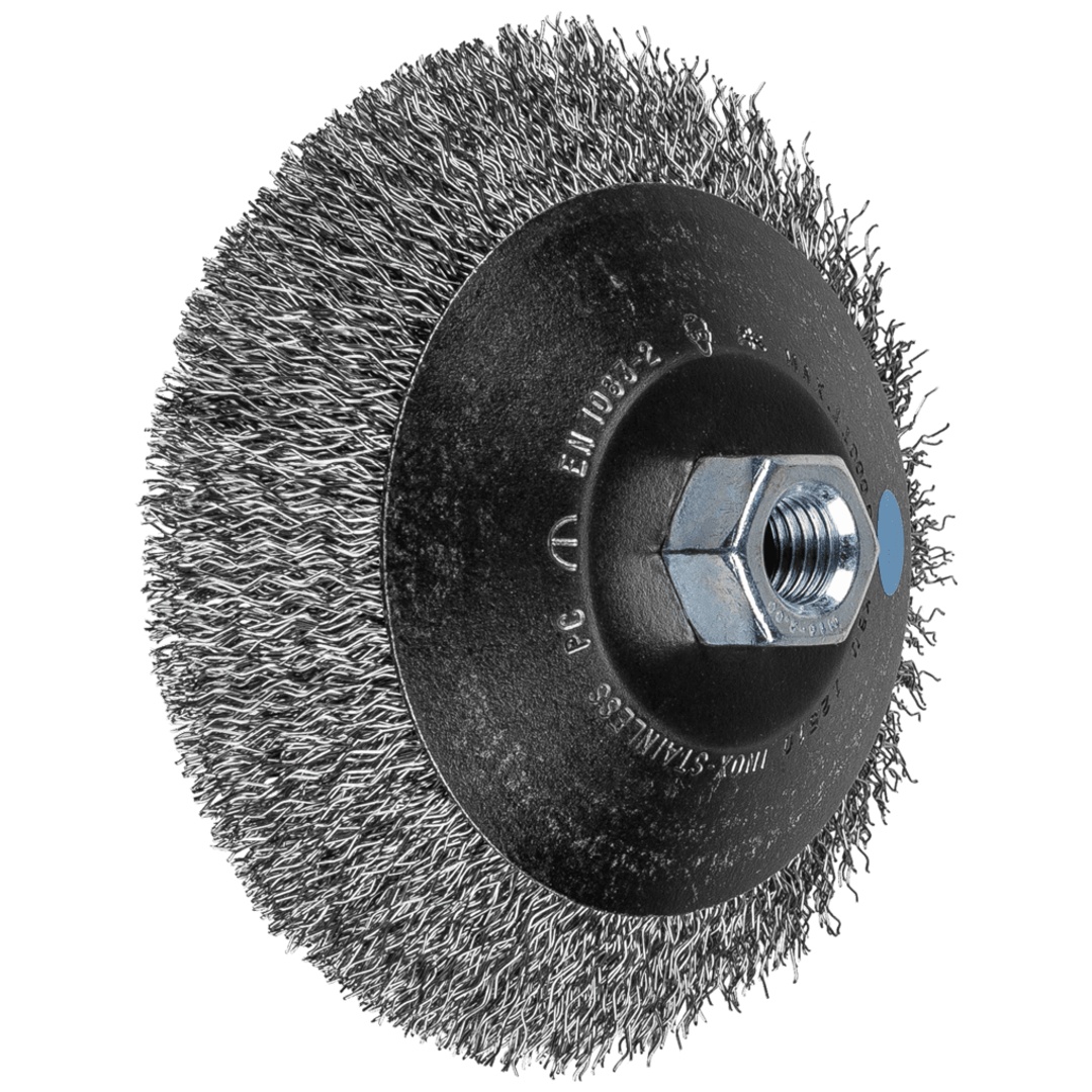PFERD TOOLS Kegelbürste ungezopft KBU Ø 125x10mm M14 Edelstahl-Draht-Ø 0,35 mm Winkelschleifer