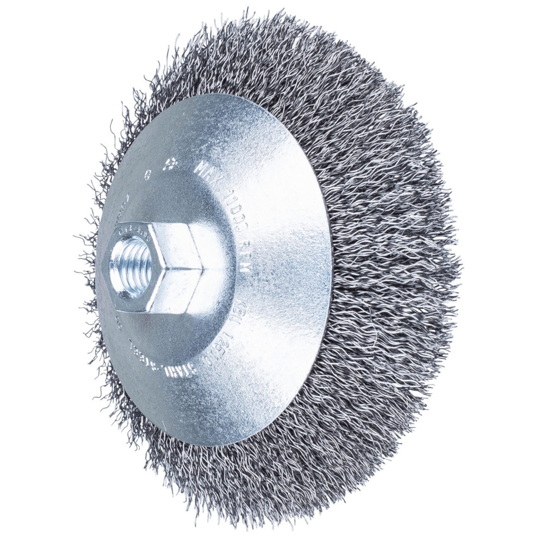 PFERD TOOLS Kegelbürste ungezopft KBU Ø 125x10mm M14 Stahl-Draht-Ø 0,35 mm Winkelschleifer