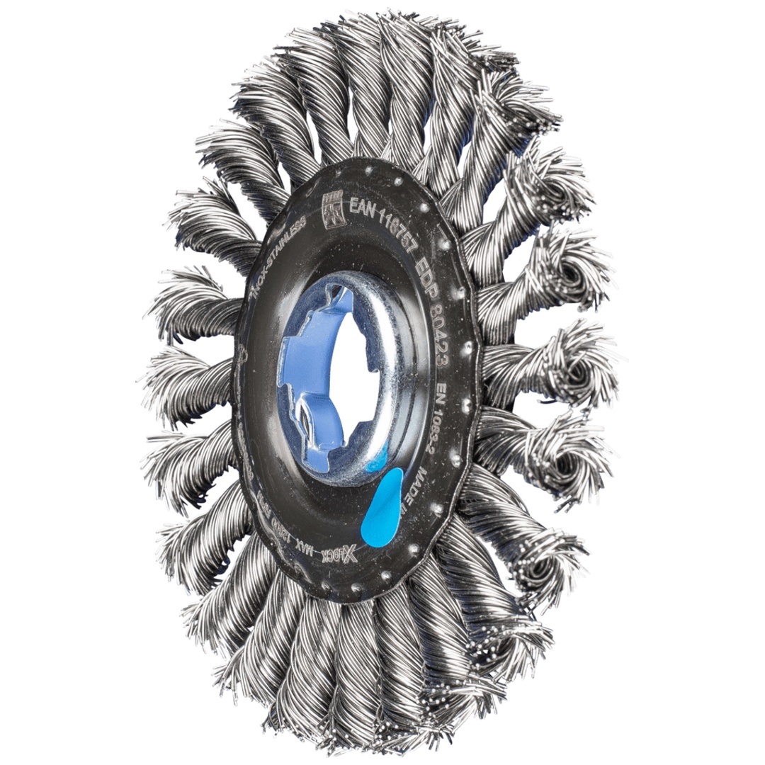 PFERD TOOLS Rundbürste gezopft RBG Ø 115x12 Bohrung 22,2 mm/X-LOCK Edelstahl-Draht-Ø 0,50mm Winkelschleifer