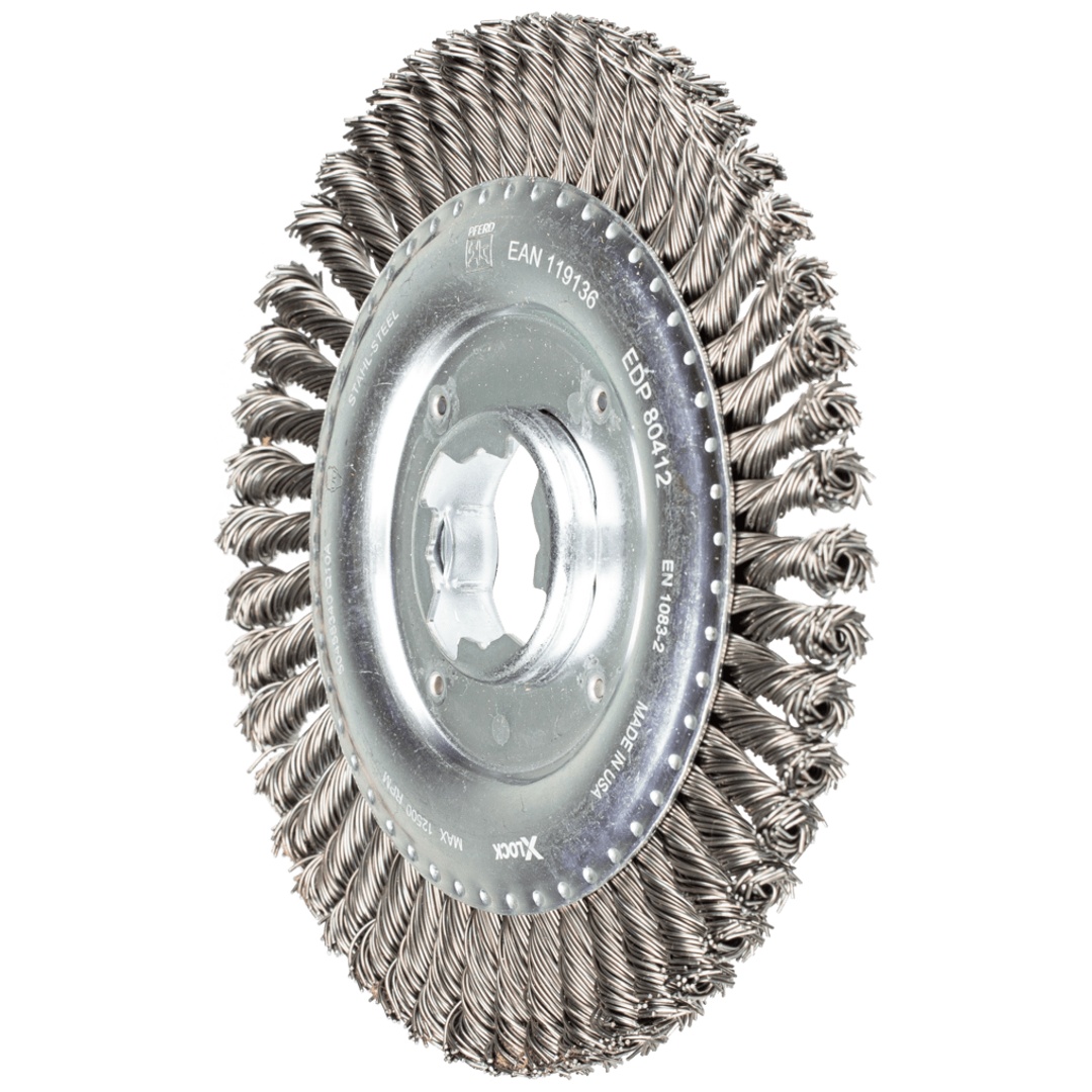 PFERD TOOLS PIPELINE Bürste gezopft RBG Ø 125x6 Bohrung 22,2 mm/X-LOCK Stahl-Draht-Ø 0,50mm Winkelschleifer