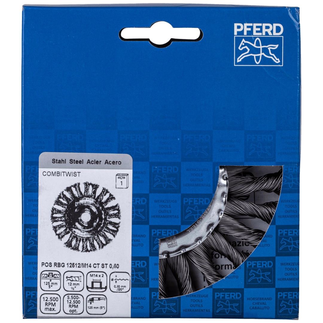 PFERD TOOLS COMBITWIST Rundbürste gezopft RBG Ø 125x12 mm M14 Stahl-Draht-Ø 0,50mm Winkelschleifer