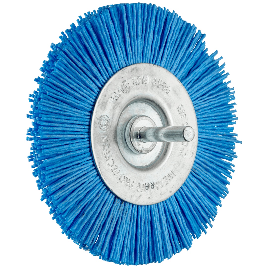 PFERD TOOLS Rundbürste ungezopft RBU Ø 100mm Schaft-Ø 6 mm BLUE-Filament-Ø 1,10mm Korn 180 Bohrmaschinen