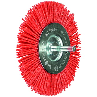 PFERD Rundbürste ungezopft RBU Ø100mm Schaft-Ø 6 mm RED-Filament-Ø 1,27 Korn 80 Bohrmaschinen